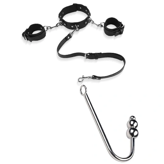 Anal 5334 with Hook and Collar Elegant Beaded Cuffs 0131